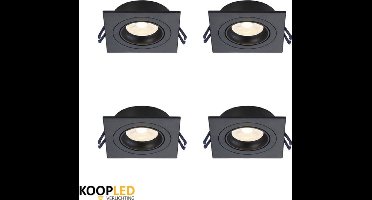 Luxe GU10 plafondarmatuur - dimbaar - 4 stuks - zwart - 3000K warm licht - kantelbaar