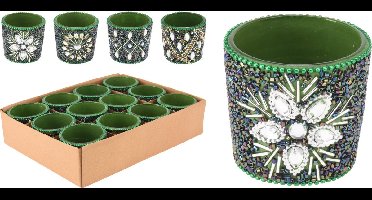 Theelichthouder 6cm m.kralen multicolor