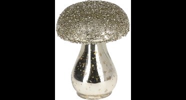 Beeld Paddenstoel glas 8x10cm zilver