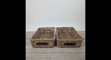 MigoStyling - Set kastmanden - Opbergmanden - Riet - Rotan - L38 x Br28 x H11 cm sfeervol