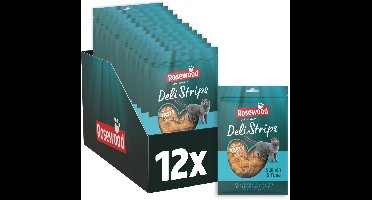 Rosewood Deli Strips Zalm & Tonijn - Kattensnack met Zalm en Tonijn - Zacht & Vetarm - Zonder Toegevoegd Zout of Suiker - 12 zakjes à 40g