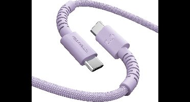 Fresh ‘n Rebel FlexWave USB-C naar USB-C Oplaadkabel - Extra lang (2m) - Siliconen gevlochten kabel - Ultraflexibel - 100W - Dreamy Lilac