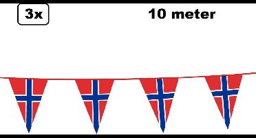 3x Vlaggenlijn Noorwegen 1000cm - Landen festival thema feest vlaglijn verjaardag fun party