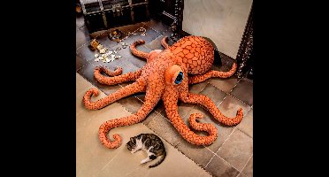 MikaMax Octopus Knuffel 150 cm – Groot Zacht XL Knuffeldier – Voor Kinderen & Decoratie – Cadeau – Oranje Mega Knuffel