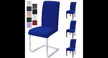 Boraboi® Set van 4 Luxe Stretchbare Stoelhoezen voor Eetkamer, Feesten en Bruiloft in Blauw