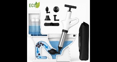 Taplay Ontstopper - WC Ontstopper met Luchtdruk & Opzetstukken - Gootsteenontstopper - Toilet Ontstopper - Douche Ontstopper - Inclusief Opbergtas - Duurzaam & Herbruikbaar