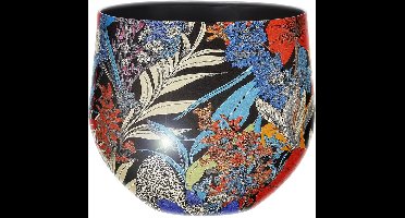 by Mooss - Bloempot - Planter - Floral - Epoxy - Ø 33 x 28 cm - Groot - Blauw - Handgemaakt - Metaal - Trendy - Hip - Metallic - Highlight - Bloemen