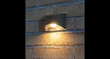 Solar wandlamp buiten 'Quinn' - 2 stuks - Down light - Tuinverlichting op zonne-energie geschikt voor schutting - Zwart