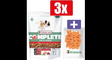 Versele Laga Complete Rat & Mouse 500 g – 3 Stuks – Inclusief PetsHome Drops Wortel Snoepjes