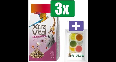 Beaphar papegaaienvoer 3 kg – 3 Zakken – Inclusief 6 stuks PetsHome Fruitkuipjes