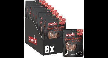 Rosewood Steak Shashlik Rund & Koolvis - Hondensnack - Met Runderhuid, Rund & Vis - Proteïnerijk - Zonder Kunstmatige Toevoegingen - 8 zakjes à 100g
