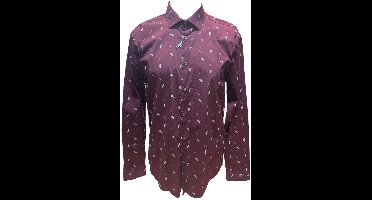 Cast Iron Overhemd - Mannen - Paars / Wit - Maat S