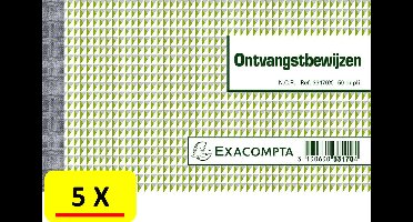 5 x Ontvangstbewijs - kwitantieboekje Exacompta 33170X NL - 10,5 x 18 - 50 vel - 2 voudig (dupli)