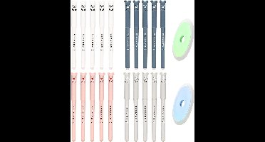 Allecto Premium - Pack van 20 Cartoon Uitwisbare Blauwe Balpen 0.35mm met 2 Gummen - Uitwisbare Pandabeer Gel Pen voor Volwassenen en Kinderen