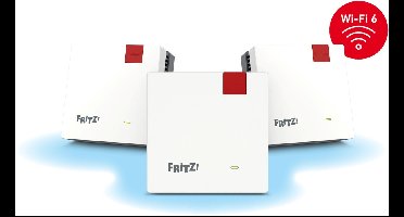 FRITZ!Mesh Wi Fi Set 1600 - Mesh WiFi 6 - WiFi Versterker - 3 Pack - 3000 Mbps - Tot 7 kamers - Naadloze Dekking