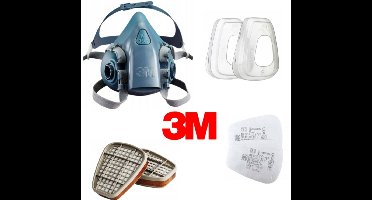 3M 7502 Halfgelaatsmasker maat M + 3M 6051 A1 filters + 2 inlegfilters 3M P1 5911 + 2 filterkap voor 5911-compleet