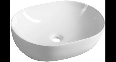 Aqualine Wastafels - Opbouw wastafel, 49x36 cm, zonder overloop, wit CA490