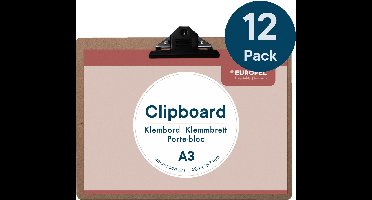 Europel Klembord - Clipboard - Hout - A3 liggend - 42 x 29,7 cm - 12 stuks