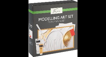 Nassau Fine Art Modelleerpasta Art Set - Schilderen voor Volwassenen - Homedeco - Goud Acrylverf - 2pcs Canvas 25x25cm - Scraper en Spatel - Textured Art DIY Set - Creatief Volwassenen