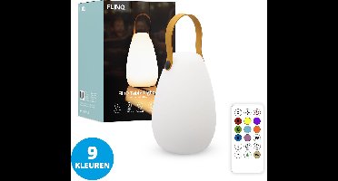 FlinQ Fiji Tafellamp - Oplaadbare Tafellamp voor Binnen en Buiten met Afstandsbediening - Draadloze Tafellamp - RGB Lamp en Warm Wit Licht - IP44 - Wit