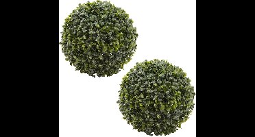 Everlands Buxus bol kunstplanten - 2x stuks - D36 cm - groen - kunststof