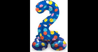 Folat - Staande folieballon Cijfer 2 Colorful Dots - 41 cm