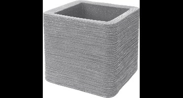 Pro Garden Plantenpot/bloempot Square - Tuin - stevig kunststof - lichtgrijs - 38 x 38 x 33 cm