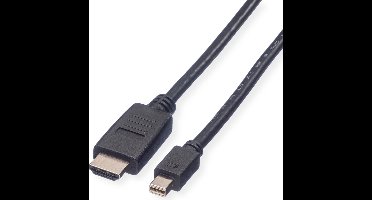 VALUE Mini DisplayPort Cable, Mini DP-HDTV, M/M, zwart, 2 m