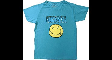 Nirvana - Xerox Happy Face Heren T-shirt - L - Turquoise