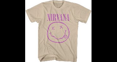 Nirvana - Purple Happy Face Heren T-shirt - XL - Bruin