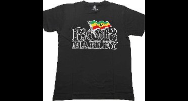 Bob Marley - Flag Logo Heren T-shirt - M - Zwart