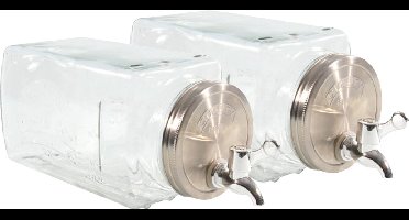 Svenska living Limonade/drankdispenser - 2x - 3L - glas - 26 x 15 cm