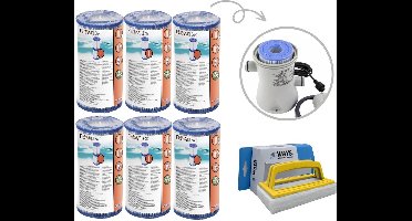 Bestway - Type I filters geschikt voor filterpomp 58381 - 6 stuks & WAYS scrubborstel