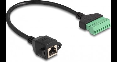 RJ45 (v) - Terminal Block (2-delig) kabel - U/UTP - CAT6 Gigabit / zwart - 0,30 meter