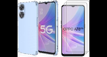Hoesje geschikt voor Oppo A78 - 2x Screen Protector GlassGuard - Back Cover Case ShockGuard Transparant & Screenprotector