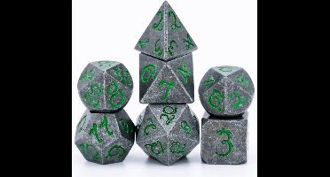 Old Dragon Font Metal Dice Groen