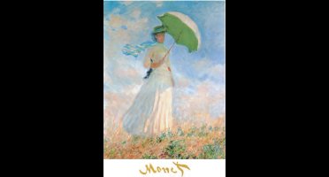 Mini kunstposter - Claude Monet - Vrouw met parasol II - 24x30 cm