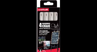 Uni-ball - Chalk PWE-5M - krijtmarker - medium punt - wit - set 4 stuks