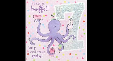 Depesche - Cijferkaart met muziek, vierkant met de tekst "7 - Tijd voor een knuffel! Want je wordt ..." - mot. 013