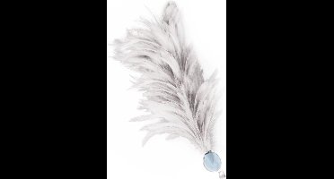 Verenpluim 30 cm buigbaar met speld en clip wit