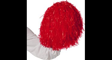 Cheerleader pompon rood met ringgreep per stuk