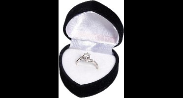 Hartvormig sieradendoos - Velvet Ringdoos Sieraden Gift Box - Valentijnsdag - Aanzoek - Liefde - Trouwring houder - Huwelijk - Ring Case - Zwart