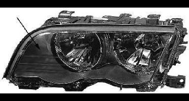 BMW 3 serie E46, 1998 - 2002 - koplamp, H7+H7, incl stelmotor, zwart huis, links