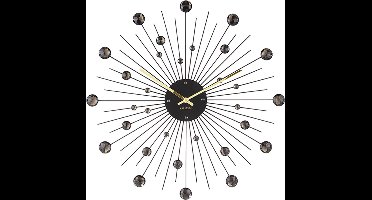 Karlsson Wandklok Sunburst - Kristal, Zwart - Large - Ø50cm - Scandinavisch