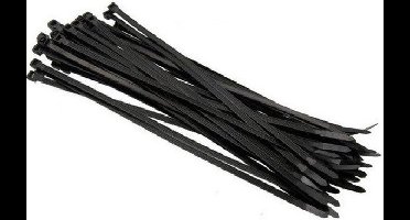 Benson Tiewraps kabelbinders - 100x stuks - zwart - 37 cm - tie ribs