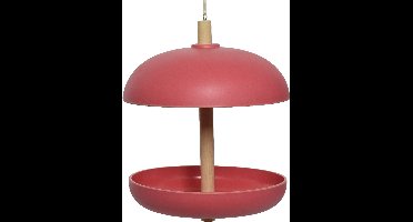 Decoris Vogel voedersilo hangend - bamboe hout - roze - 21 x 25 cm