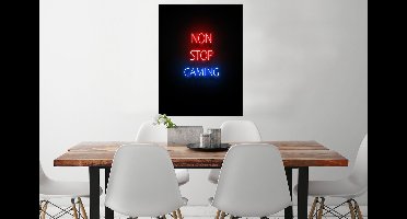 Game Poster - Tekst - Gaming - Non stop gaming - Neon - Zwart - 60x80 cm