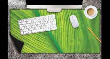 Bureau onderlegger - Close-up van Groen Blad met Zichtbare Nerven - 80x40 cm - 2 mm Dik - Bureau mat Vinyl