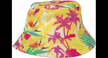 Bucket hat - Vissershoedje - Heren - Dames - Hawaii - Hawaiian tropic - Festival accessoires - 58 cm - geel