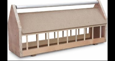 Natural - Voersilo - Duif - Duiveneetbak Hout + Rol In Metaal 19x80x29cm - 1st